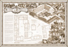 dekorative Schmuckkarte mit Randillustrationen zur Korrektionsanstalt Ueckermünde